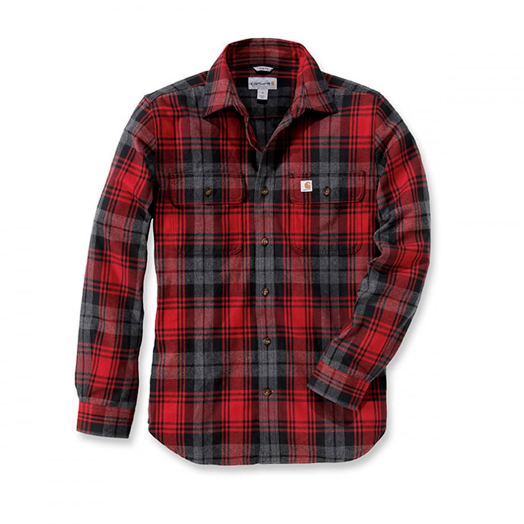 flannel rød og grå